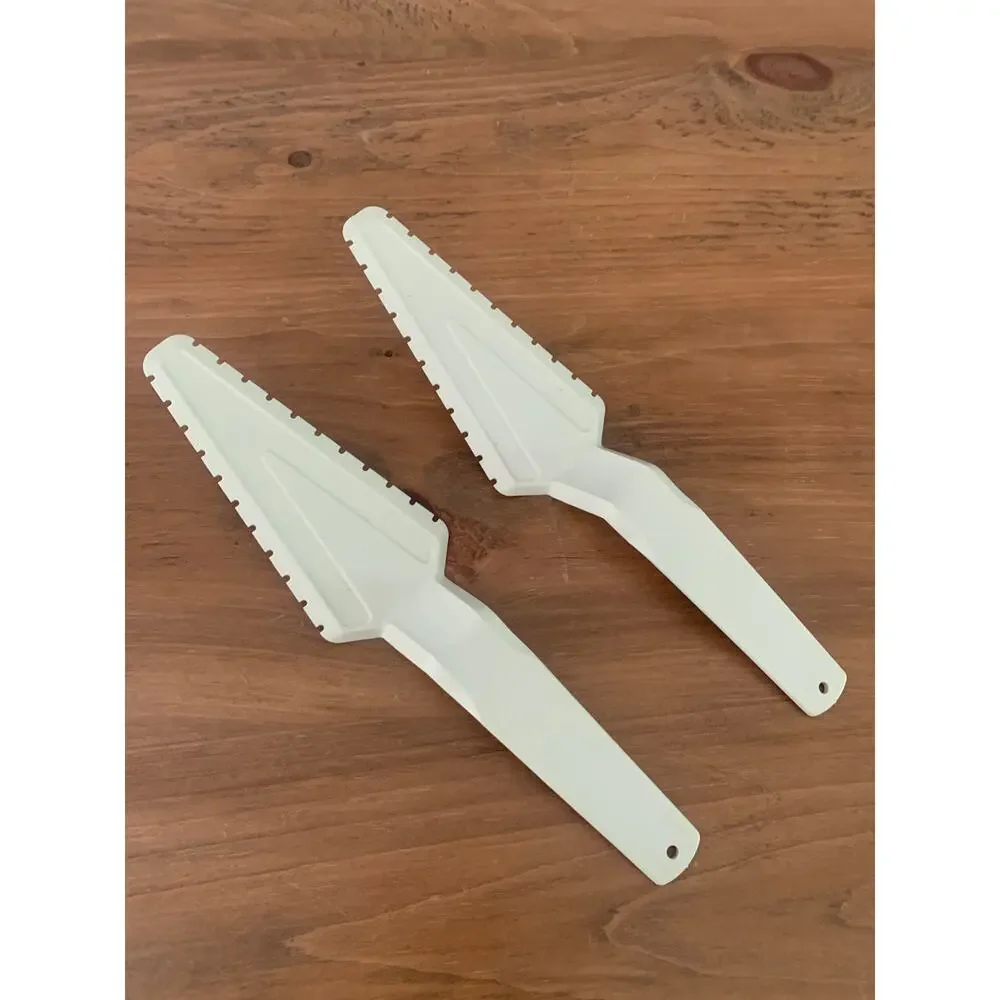 Vintage TUPPERWARE Cut N Serve Pie Cake Cutter Ivory Server Lot of 2